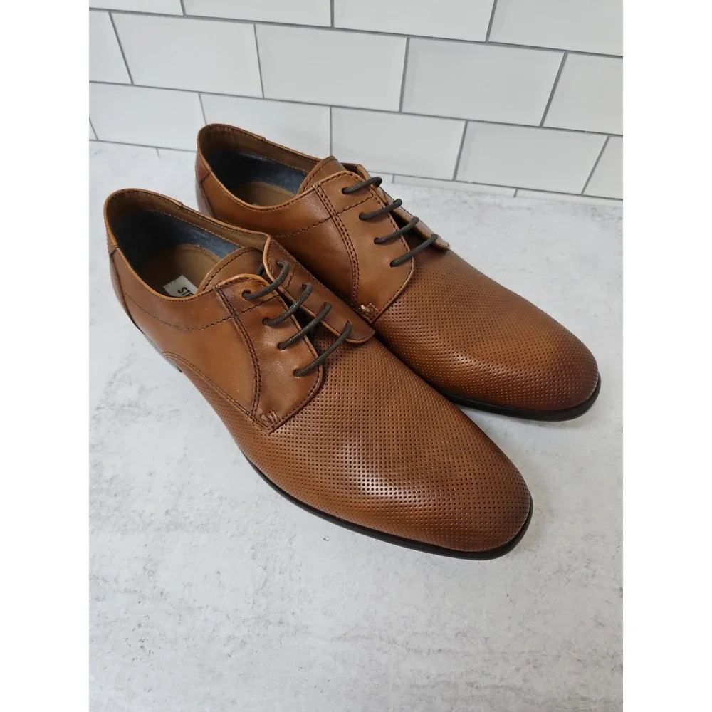 Steve Madden Havin Brown Leather Oxford Dress Shoes Lace Up Mens Size 9